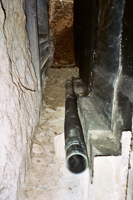 Trench shoring installed prior to foundation waterproofing Trench shoring installed prior to foundation waterproofing