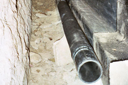Foundation french drain wrapped with filter fabric Foundation french drain wrapped with filter fabric