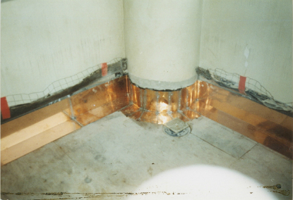 Installation of balcony prefabricated copper flashings